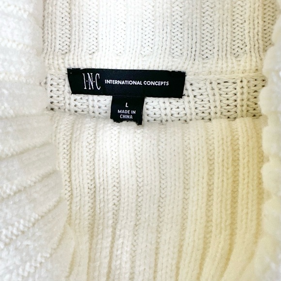 NWT INC International Concepts Cream Turtleneck Cable Knit Rhinestone Sweater - Picture 5 of 10